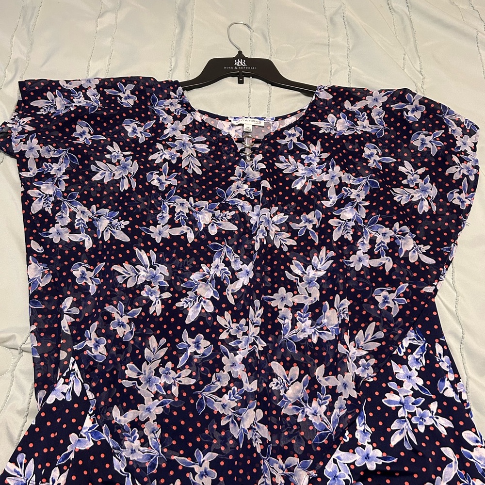 Elegant Floral Blouse in Navy by Ann Taylor